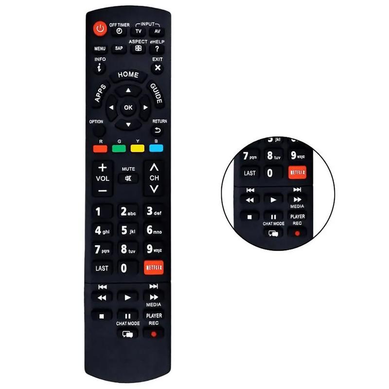 Controle remoto tv panasonic w-7008 vc8088 com botão netflix